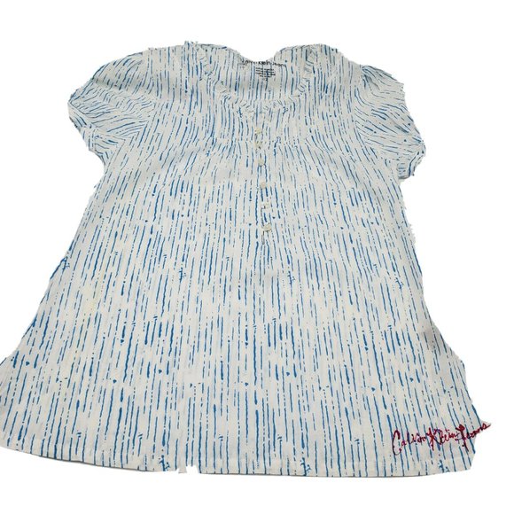 Calvin Klein Jeans Girls Short Puff Sleeve Ruffle Tunic Blouse Size 12 - Picture 4 of 9